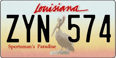 LA license plate ZYN574