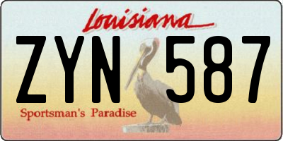 LA license plate ZYN587