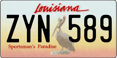 LA license plate ZYN589