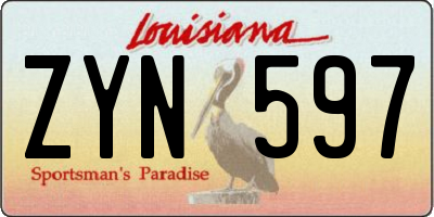 LA license plate ZYN597