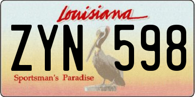 LA license plate ZYN598