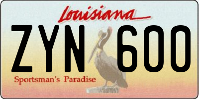 LA license plate ZYN600