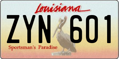 LA license plate ZYN601