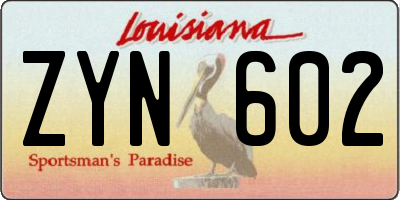 LA license plate ZYN602