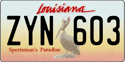 LA license plate ZYN603