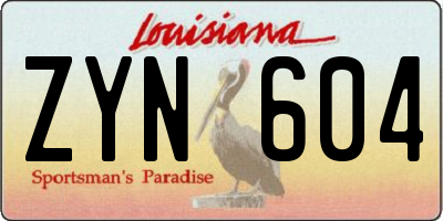 LA license plate ZYN604