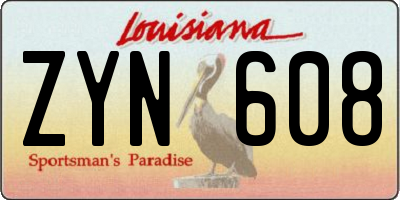 LA license plate ZYN608
