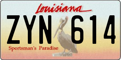 LA license plate ZYN614