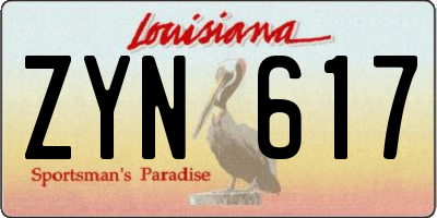 LA license plate ZYN617