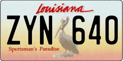 LA license plate ZYN640