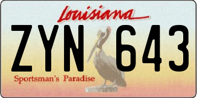 LA license plate ZYN643