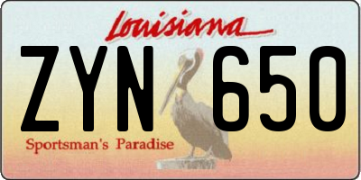 LA license plate ZYN650