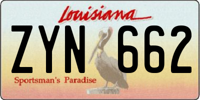 LA license plate ZYN662