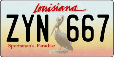 LA license plate ZYN667