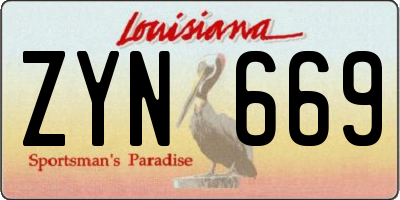 LA license plate ZYN669