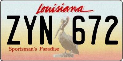 LA license plate ZYN672