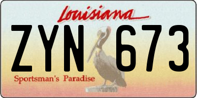 LA license plate ZYN673