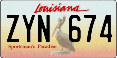 LA license plate ZYN674