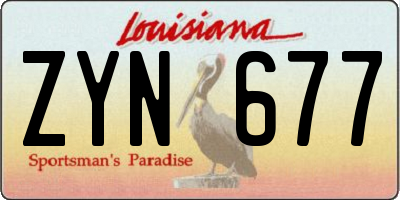 LA license plate ZYN677