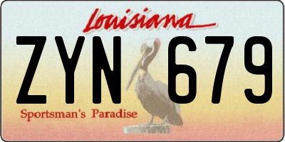 LA license plate ZYN679