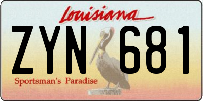 LA license plate ZYN681