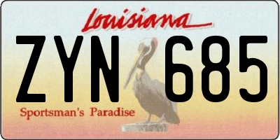 LA license plate ZYN685