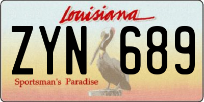 LA license plate ZYN689