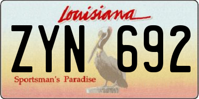LA license plate ZYN692