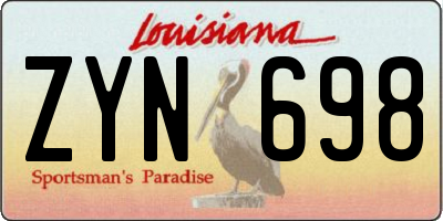 LA license plate ZYN698