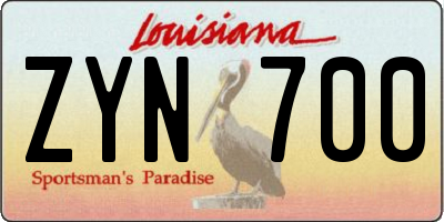 LA license plate ZYN700