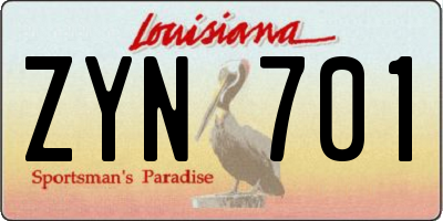 LA license plate ZYN701