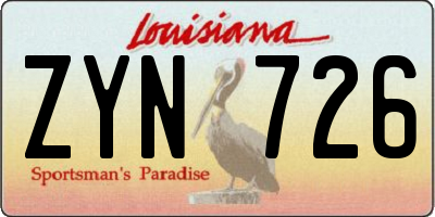 LA license plate ZYN726