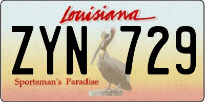 LA license plate ZYN729