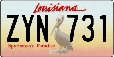 LA license plate ZYN731