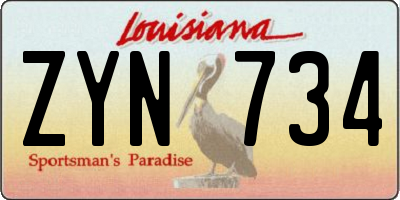 LA license plate ZYN734