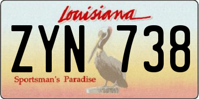 LA license plate ZYN738