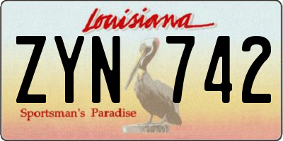LA license plate ZYN742