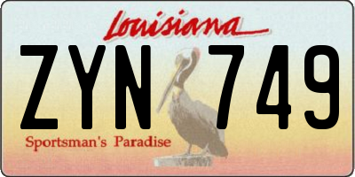 LA license plate ZYN749