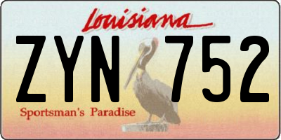 LA license plate ZYN752