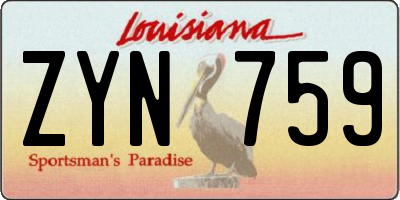 LA license plate ZYN759