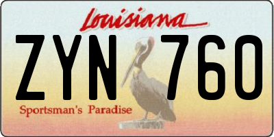 LA license plate ZYN760