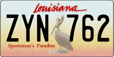 LA license plate ZYN762
