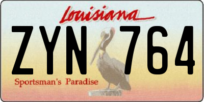 LA license plate ZYN764