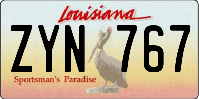 LA license plate ZYN767