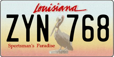 LA license plate ZYN768
