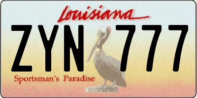 LA license plate ZYN777