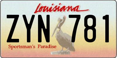 LA license plate ZYN781