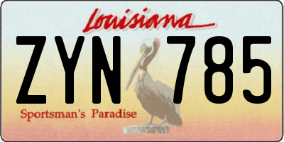 LA license plate ZYN785