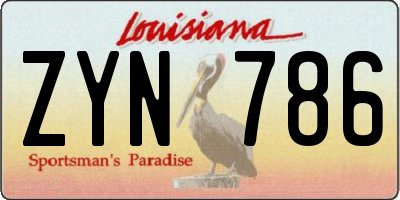 LA license plate ZYN786