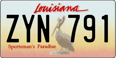 LA license plate ZYN791
